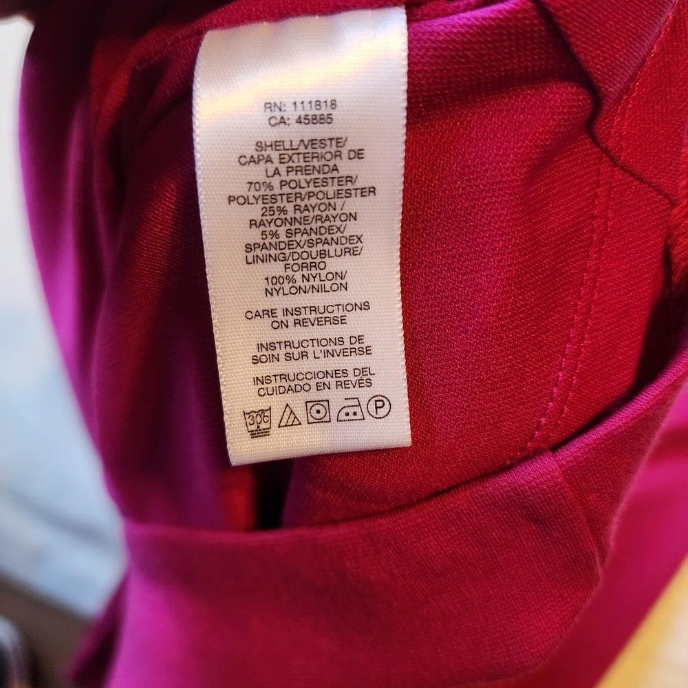 Michael Michael Kors Shocking Pink Sleeveless Shift Dress Pocket Button Large - Picture 8 of 8